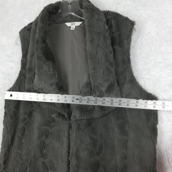 Jack Womens Vest Faux Fur Gray Sleeveless Lined Shawl Collar L - Picture 5 of 12